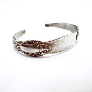 VTG Solid Sterling Silver 925 Flower Design Cuff Bracelet Size 7.5" Fit